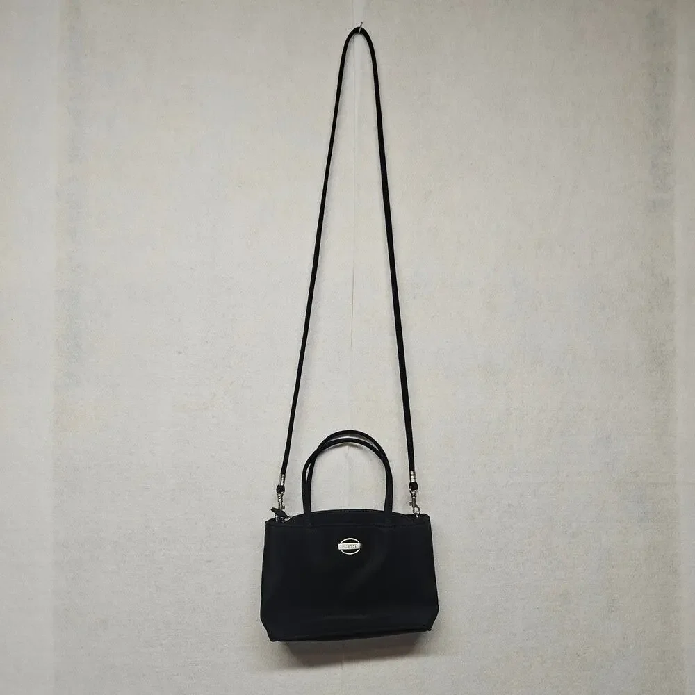Vintage Esprit Black Nylon Mini Crossbody Bag Silver Hardware Y2K Top Handle